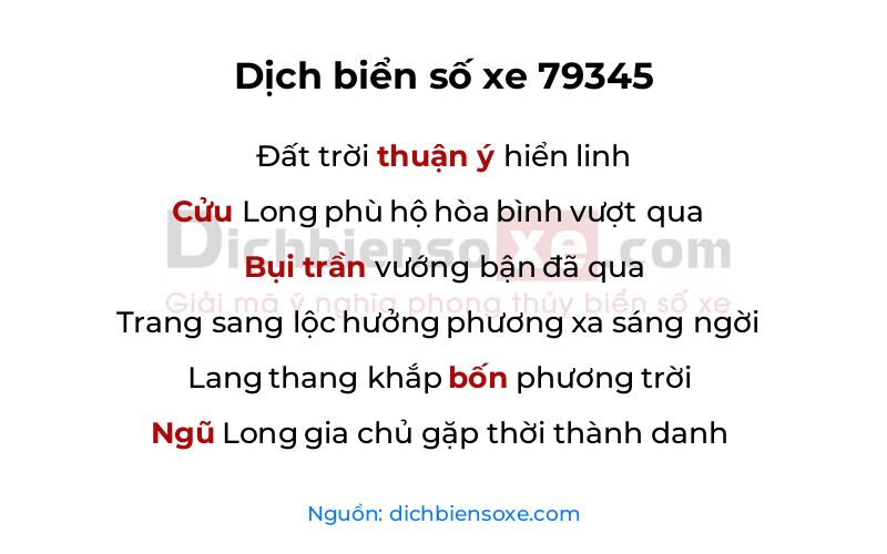 Dịch thơ biển số 79345