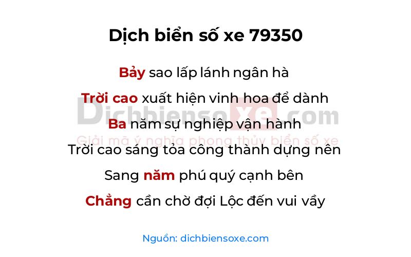 Dịch thơ biển số 79350
