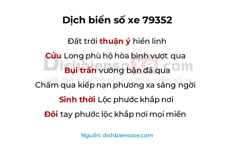 Dịch thơ biển số 79352