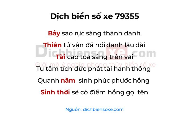 Dịch thơ biển số 79355