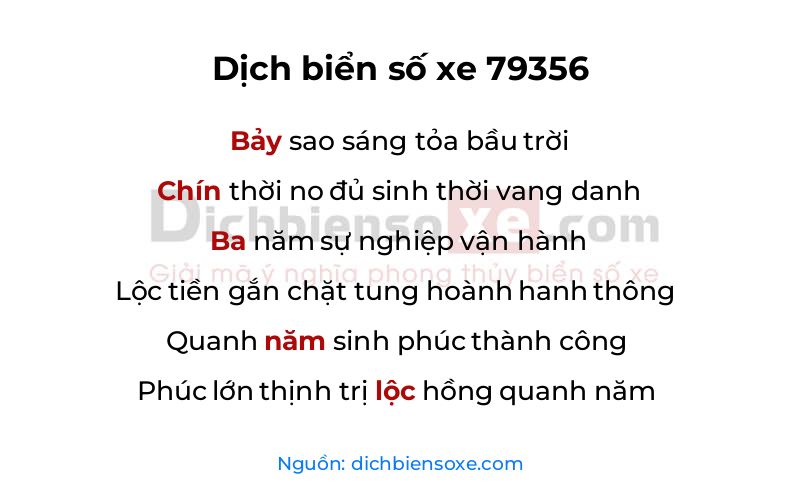 Dịch thơ biển số 79356