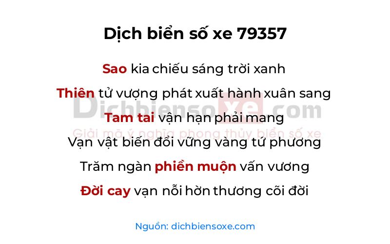 Dịch thơ biển số 79357