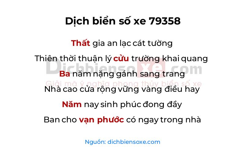 Dịch thơ biển số 79358