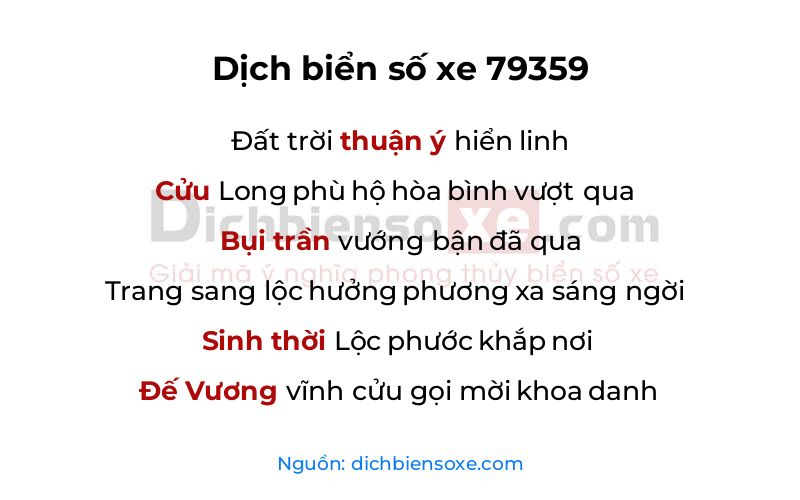 Dịch thơ biển số 79359