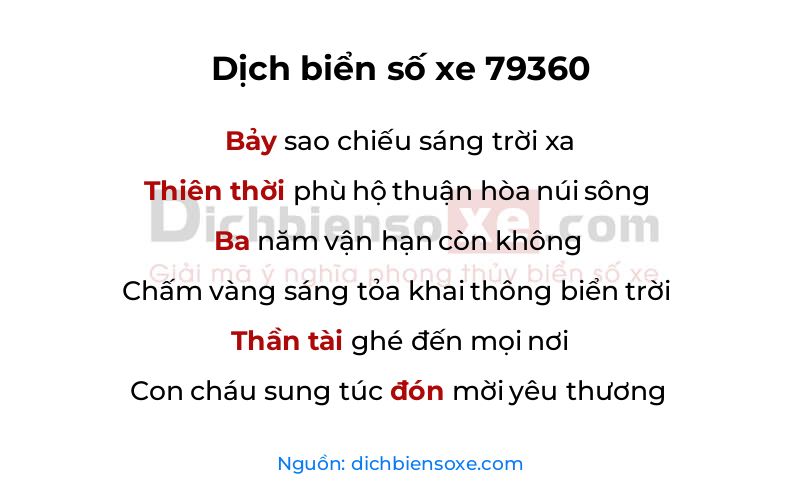 Dịch thơ biển số 79360