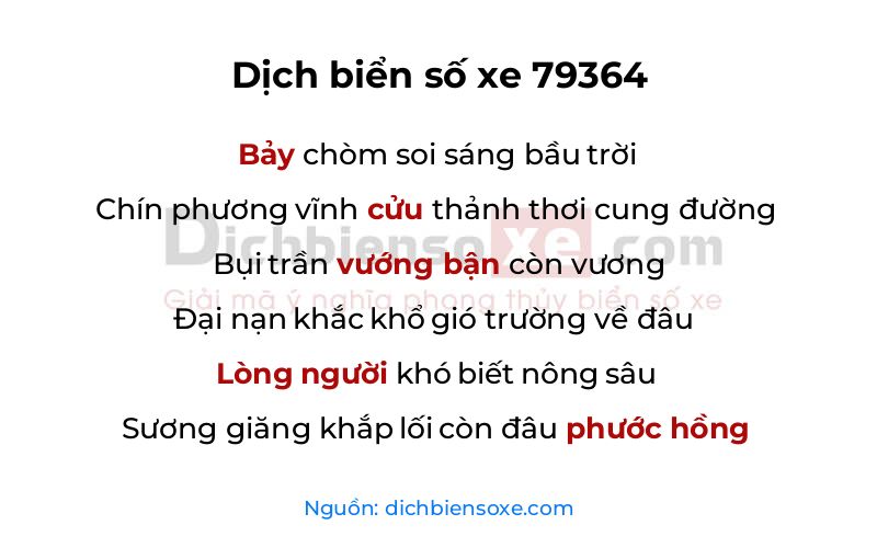 Dịch thơ biển số 79364