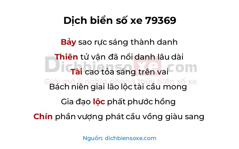 Dịch thơ biển số 79369
