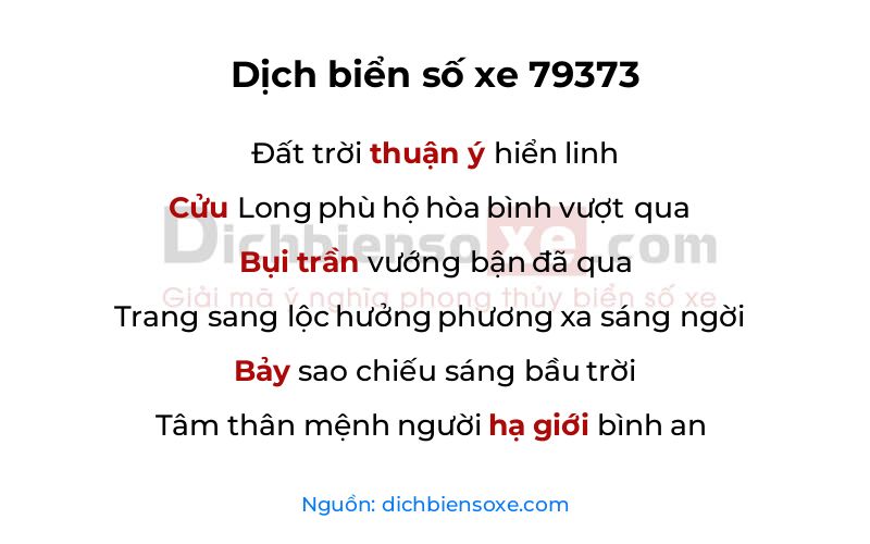 Dịch thơ biển số 79373