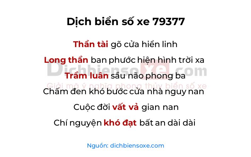 Dịch thơ biển số 79377