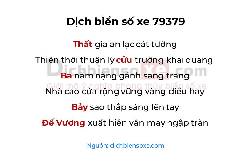 Dịch thơ biển số 79379