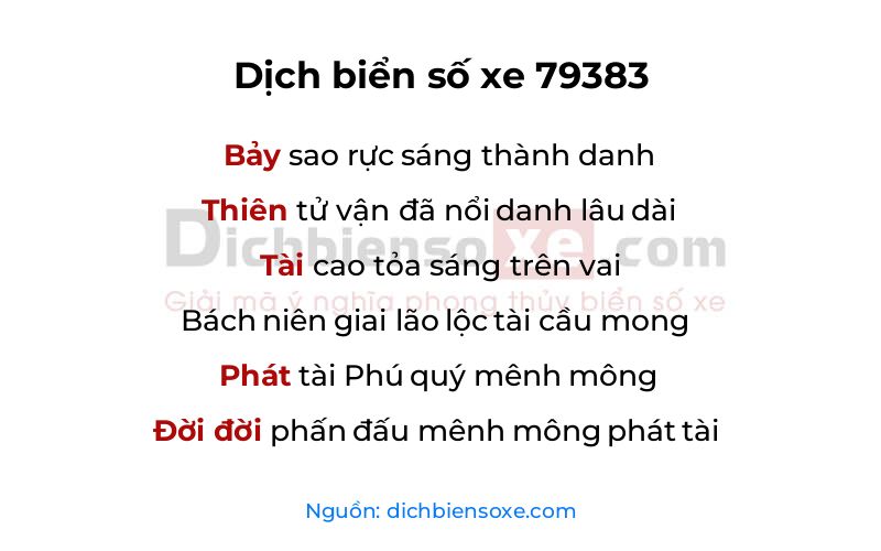 Dịch thơ biển số 79383