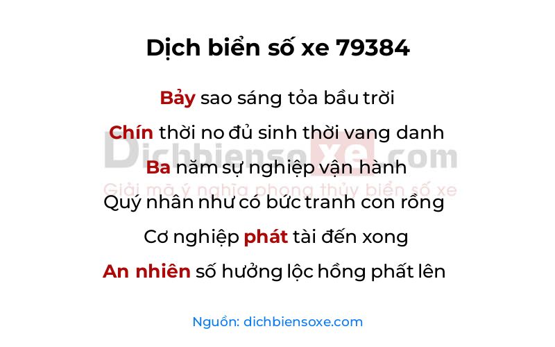 Dịch thơ biển số 79384