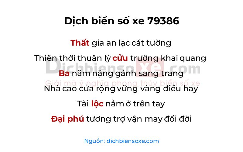 Dịch thơ biển số 79386