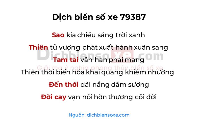 Dịch thơ biển số 79387