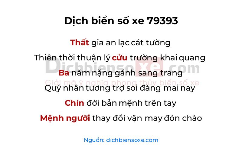 Dịch thơ biển số 79393