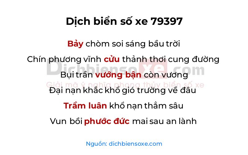 Dịch thơ biển số 79397