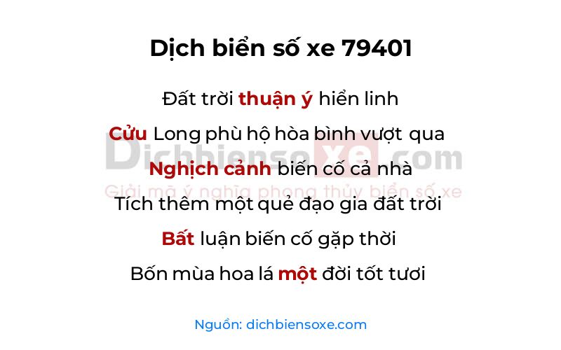 Dịch thơ biển số 79401