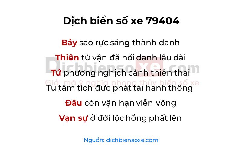 Dịch thơ biển số 79404