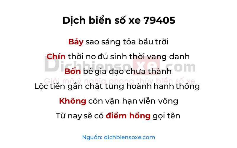Dịch thơ biển số 79405