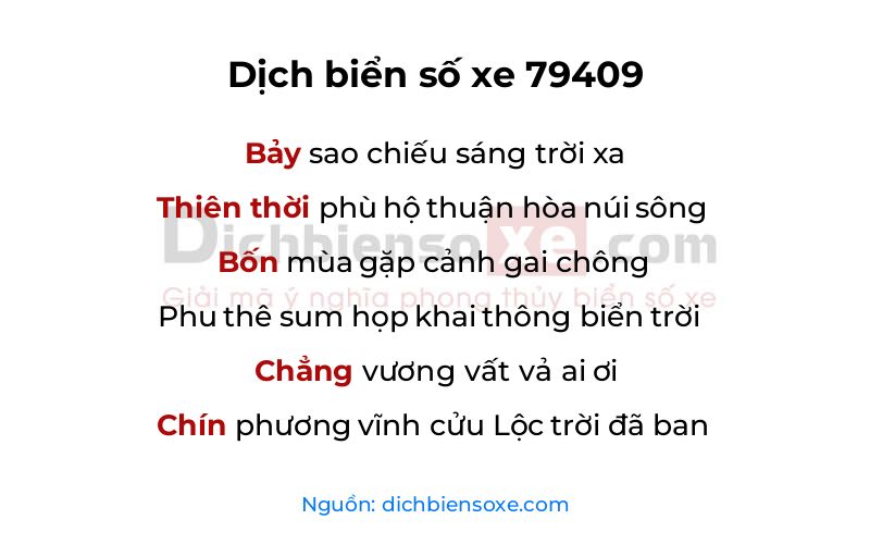 Dịch thơ biển số 79409