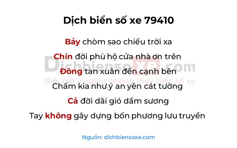 Dịch thơ biển số 79410