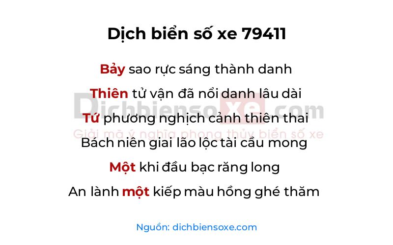 Dịch thơ biển số 79411