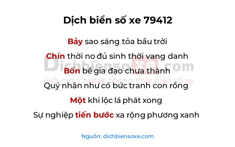 Dịch thơ biển số 79412