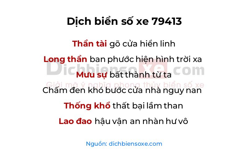 Dịch thơ biển số 79413