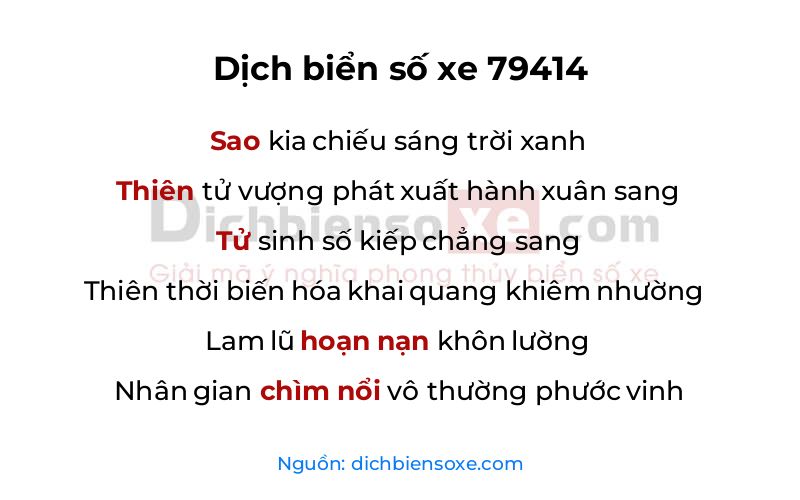 Dịch thơ biển số 79414