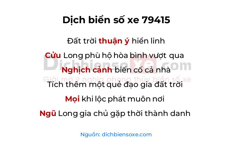 Dịch thơ biển số 79415