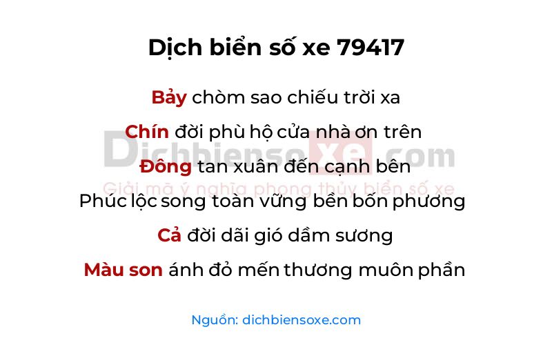 Dịch thơ biển số 79417
