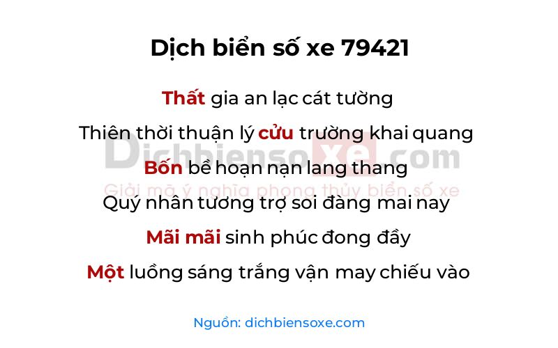 Dịch thơ biển số 79421