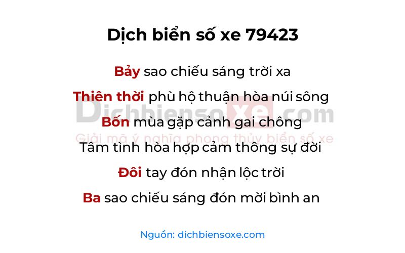 Dịch thơ biển số 79423