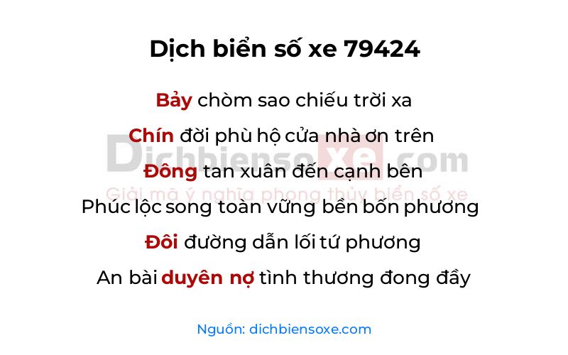 Dịch thơ biển số 79424