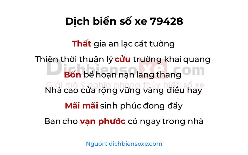 Dịch thơ biển số 79428