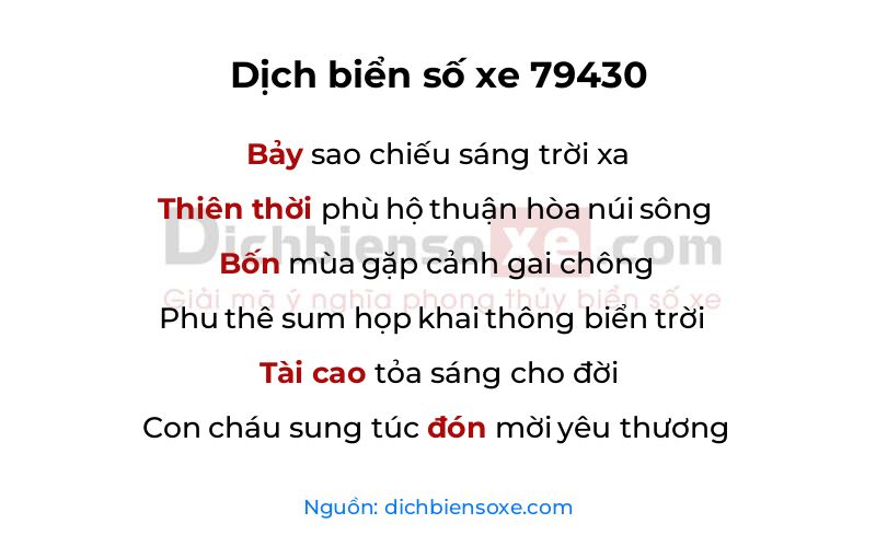 Dịch thơ biển số 79430