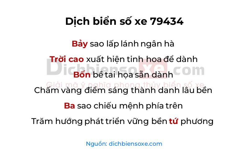 Dịch thơ biển số 79434