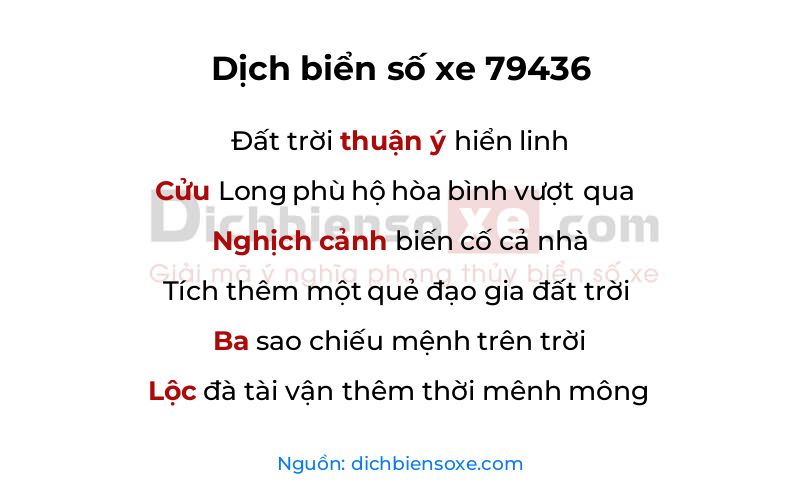 Dịch thơ biển số 79436