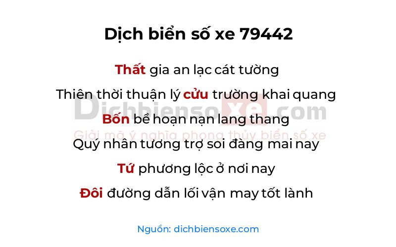 Dịch thơ biển số 79442