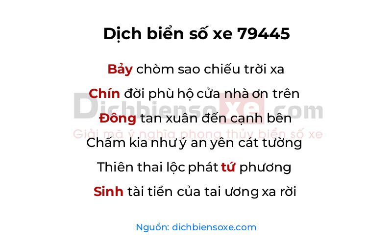 Dịch thơ biển số 79445