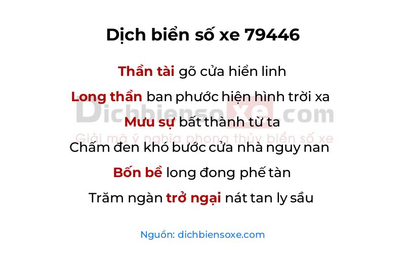 Dịch thơ biển số 79446