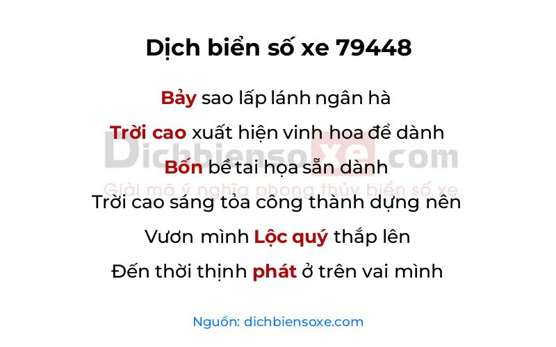 Dịch thơ biển số 79448