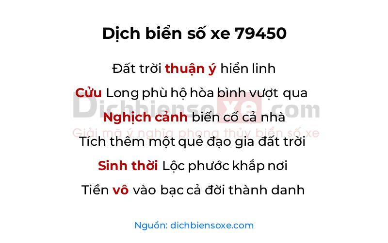 Dịch thơ biển số 79450