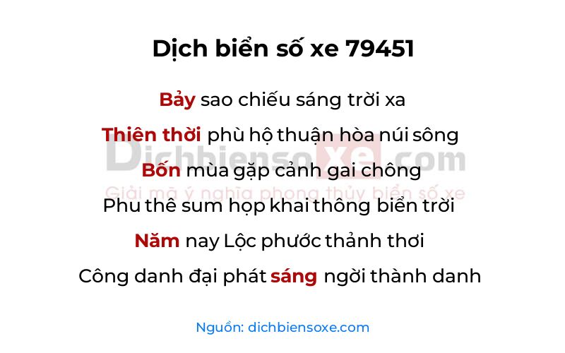 Dịch thơ biển số 79451