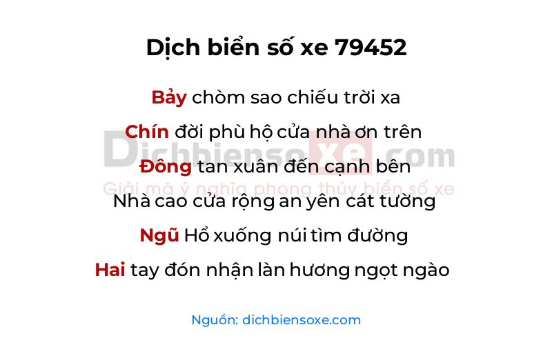 Dịch thơ biển số 79452