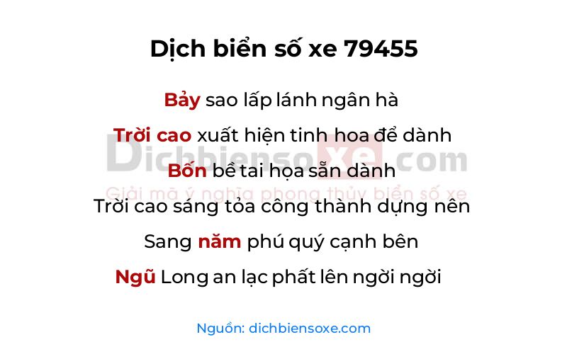 Dịch thơ biển số 79455