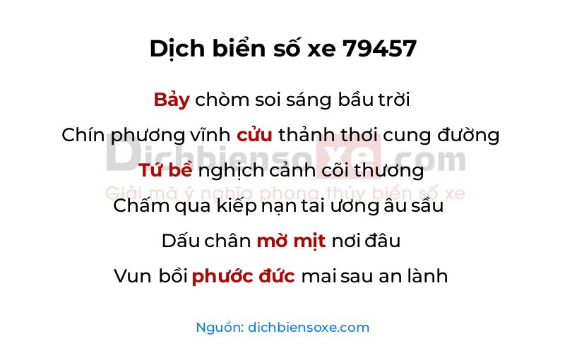 Dịch thơ biển số 79457
