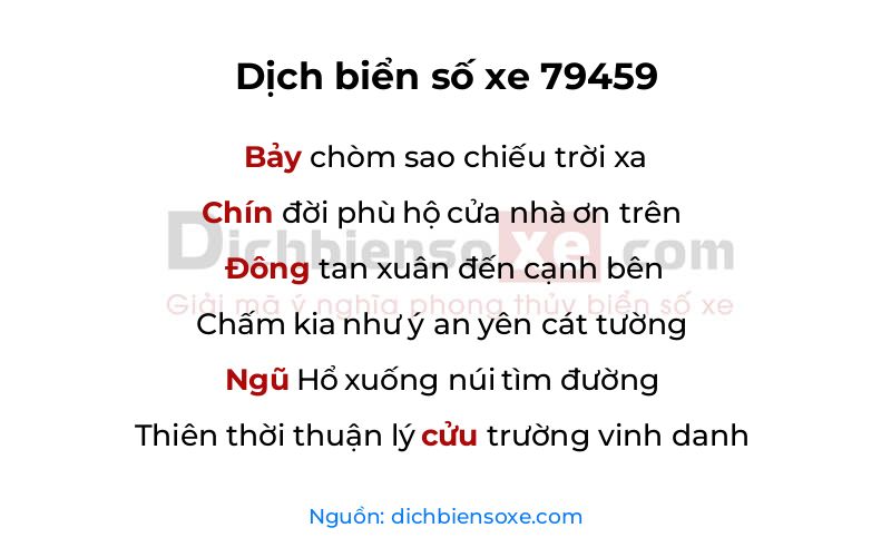 Dịch thơ biển số 79459