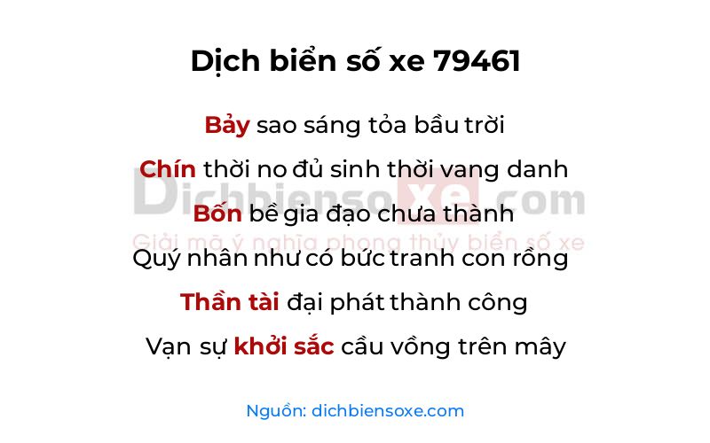 Dịch thơ biển số 79461