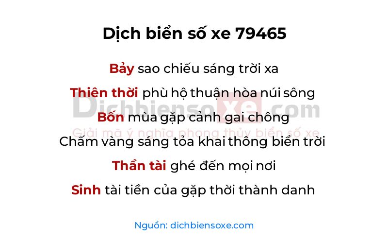 Dịch thơ biển số 79465